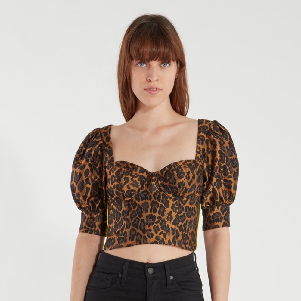 For Love and Lemons Puff Sleeve Bustier Top